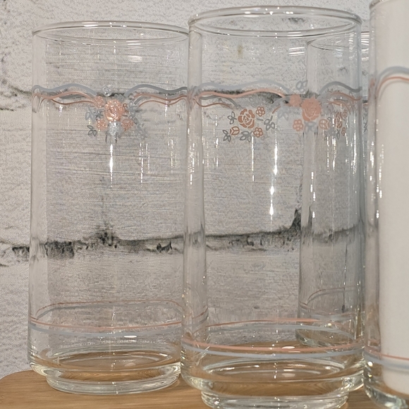 CORELLE ENGLISH BREAKFAST SET OF 6 DRINKING GLASSES VINTAGE EUC - Picture 2 of 6